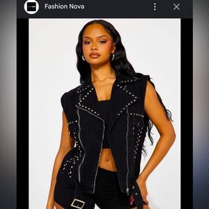 Fashion Nova black jean material studded jacket